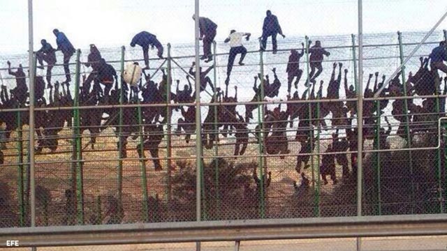 Una avalancha de migrantes salta la valla de Ceuta