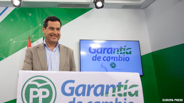 Moreno (PP) confía en el voto oculto de los andaluces temerosos de los «caudillos socialistas»
