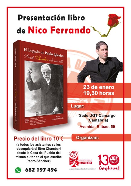 El escritor Nico Ferrando presenta su obra ‘El legado de Pablo Iglesias’ en Cantabria
