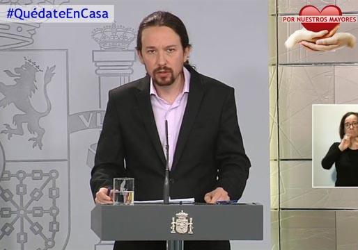 Pablo Iglesias convoca una rueda de prensa para decir lo mismo que el presidente dos días antes y añadir que le emociona trabajar al lado de la ministra de Defensa