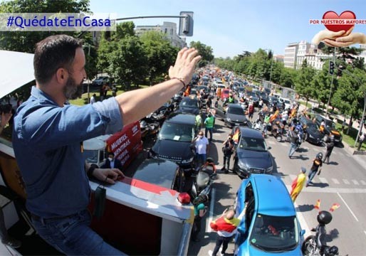 Una manifestación de VOX con coches incumple la seguridad sanitaria de Madrid