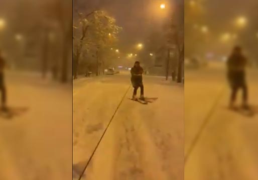 Espectacular vídeo de Borja esquiando por la calle Serrano